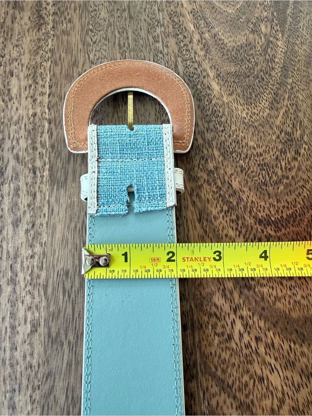 Anthropologie Blue & White Color-block Leather Belt